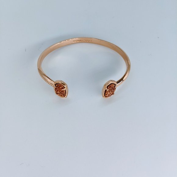 Kendra Scott Cuff Bracelet Elton Rose Gold Druzy - Picture 2 of 8